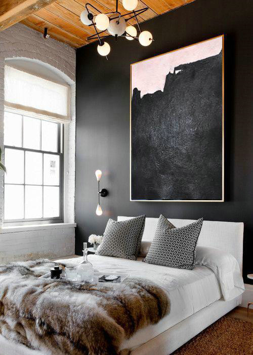 Handmade Extra Large Contemporary Painting,Hand-Painted Oversized Minimal Black And White Painting,Large Wall Art Canvas #L8C1